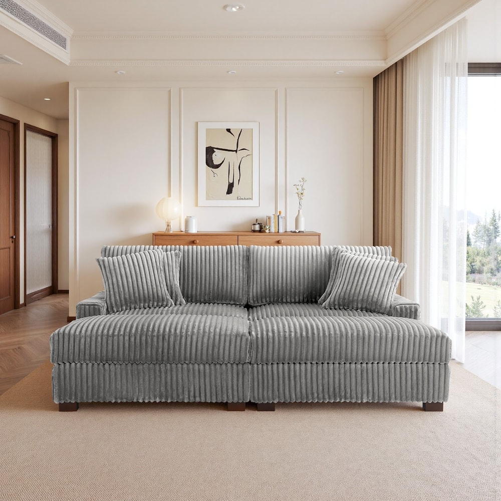 83.4" W Upholstered Sectional Modular Sofa with 2 Ottoman