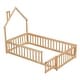 preview thumbnail 44 of 109, Twin/Full Montessori Toddler Floor Bed Frame, Modern House-Shaped Bed Frame with Fence and Full-Length Guardrails for Girls Boys