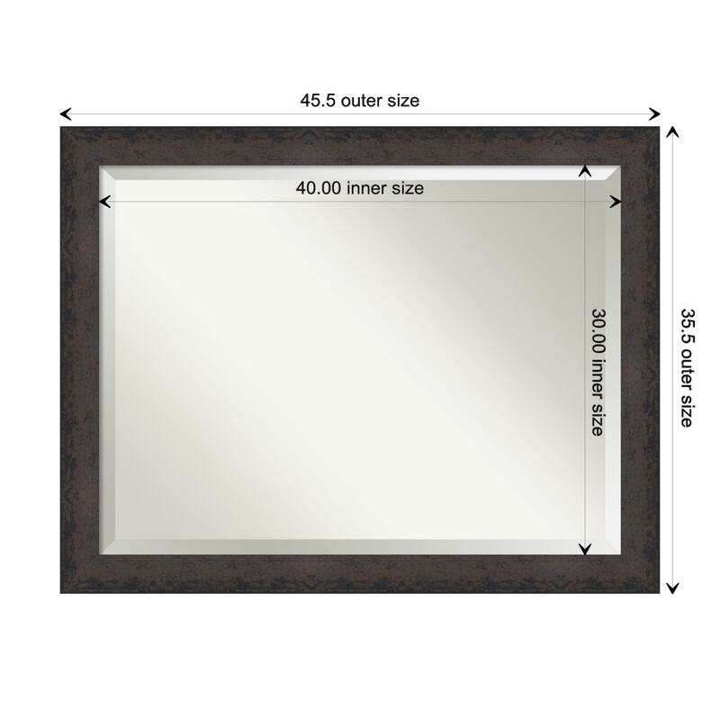 Dappled Beveled Wood Framed Wall Mirror - Dappled Black Brown - Glass Size 40x30