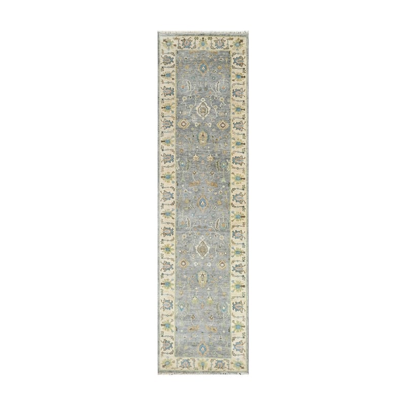 Multi Size Hand Knotted Blue Traditional Oushak Wool Oriental Area Rug