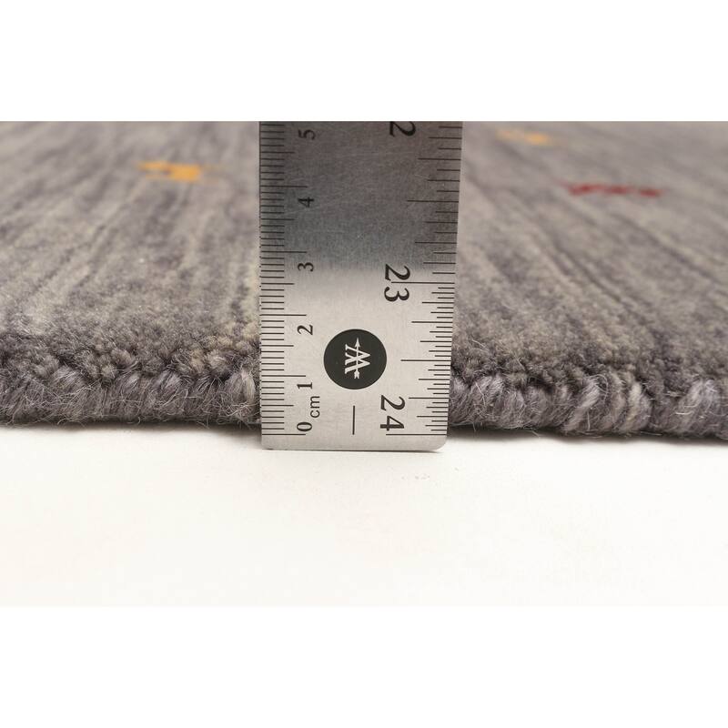 ECARPETGALLERY Hand Loomed Kashkuli Gabbeh Charcoal Wool Rug - 2'6 x 7'6