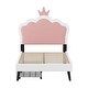 preview thumbnail 4 of 4, Twin Size Upholstered Princess Bed With Crown Headboard and 2 Drawers