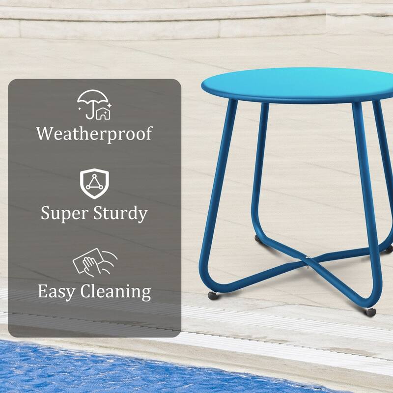 18 in. Small Round Side Table Outdoor Side Table Patio End Table