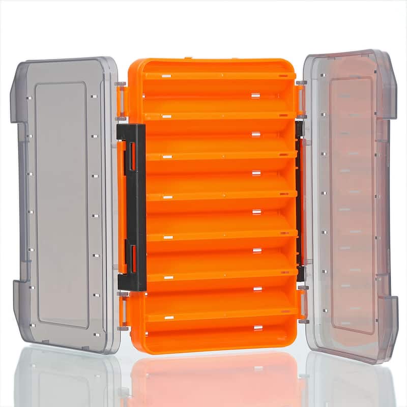 Two Sided Fishing Lure Storage Box Fish Tackle 14 Grids Container