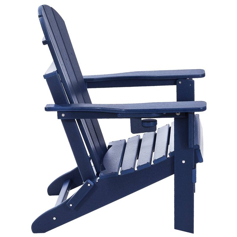 Set of 2 HDPE Folding Adirondack Chair with Wider Seat and Curved Backrest Ideal for Outdoor Use - 31.5 × 29.7 × 36.0 in