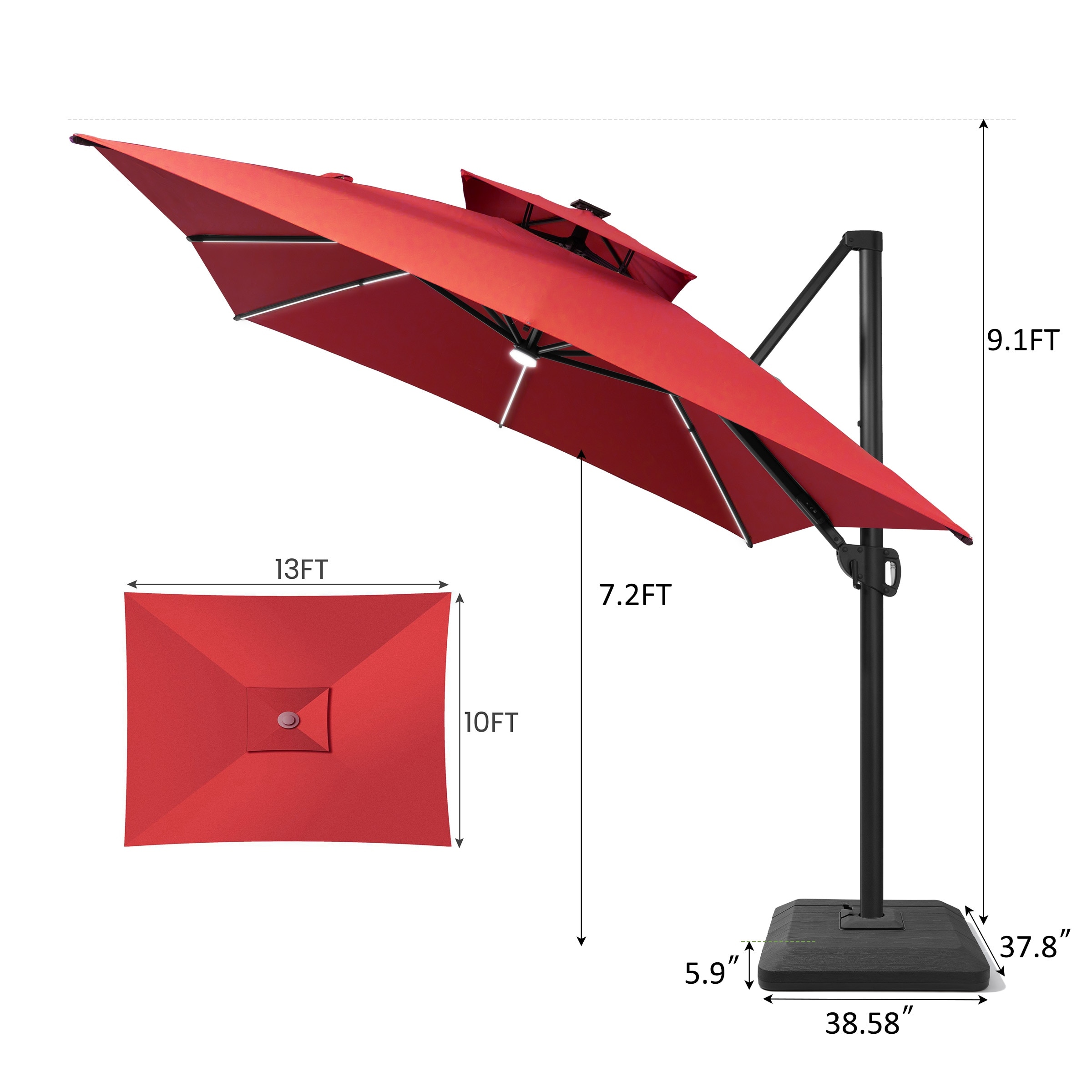 best price for 9 ft sunbrella patio umbrellas Midtown - The Lean Umbrella with Fade-Resistant Fabric, Auto-Tilt Aluminum Frame and 8 Reinforced Ribs Deck, Pool & Garden and a look of 10ft Solar LED Lighted Best Choice Products 10ft Offset Cantilever Hanging Market Patio Umbrella  8 Sturdy Ribs  Easy Adjustment - Ivory Size:169cm