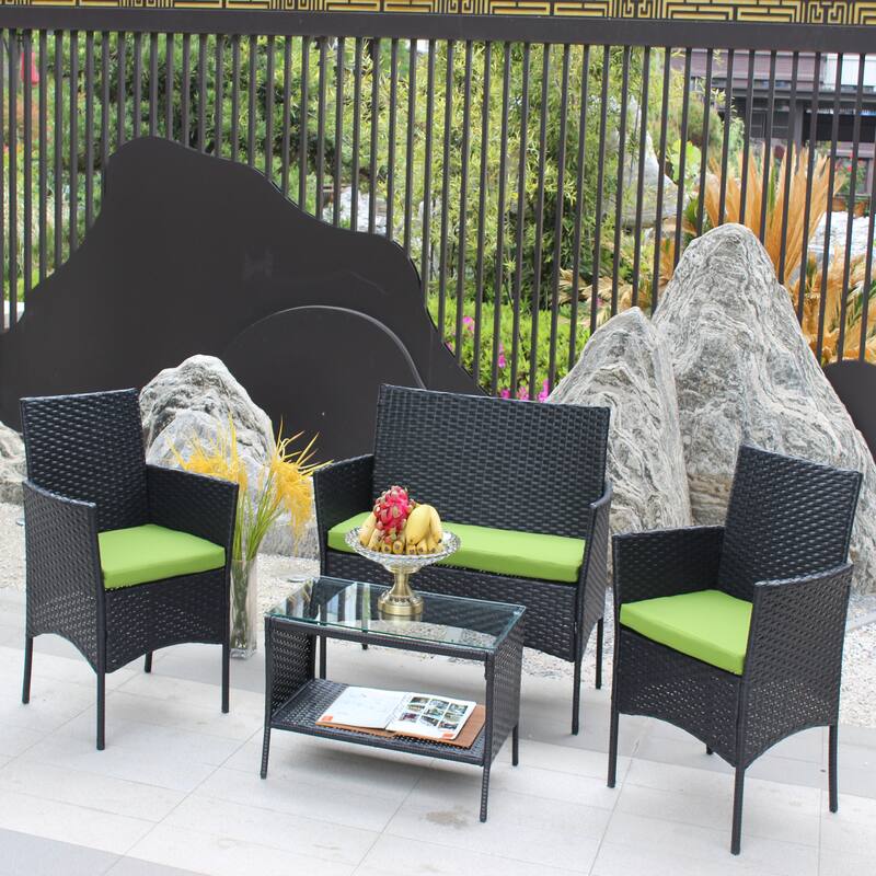 4 PC Rattan Patio Furniture Set