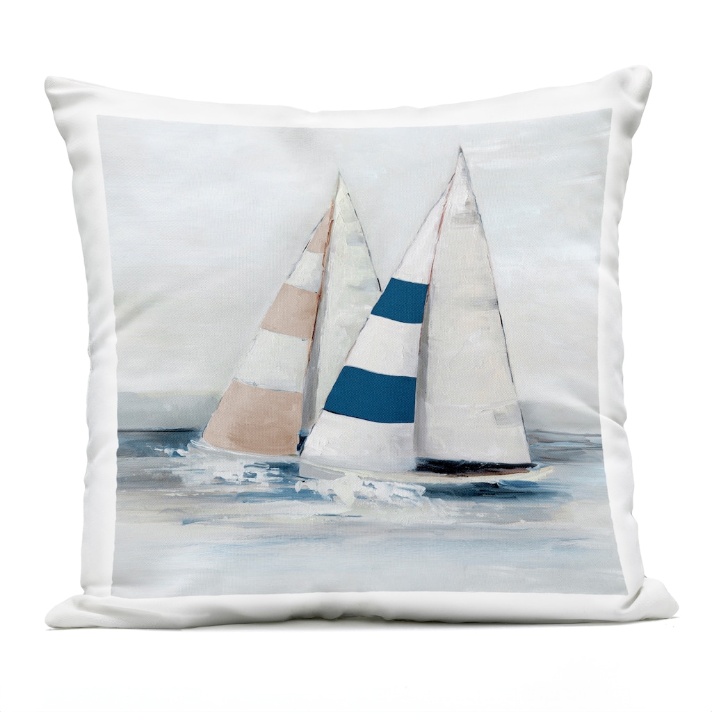 Stupell Striped Sailboat Duo Printed Outdoor Throw Pillow Design by Sally Swatland