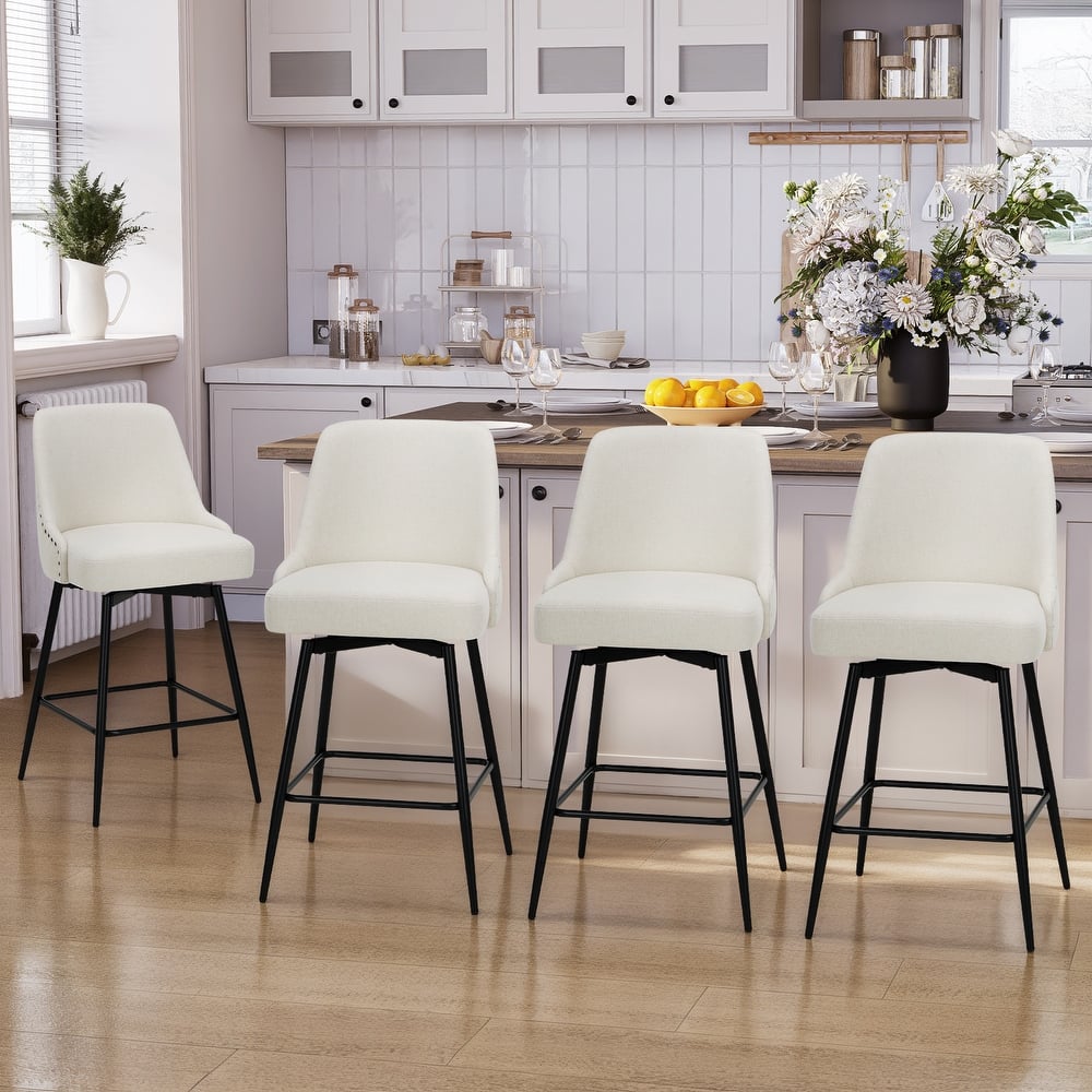 Industrial Swivel Bar Stools(Set of 2/4/6, Adjustable for Counter Height, 360° Spin & Plush Cushioned Seat
