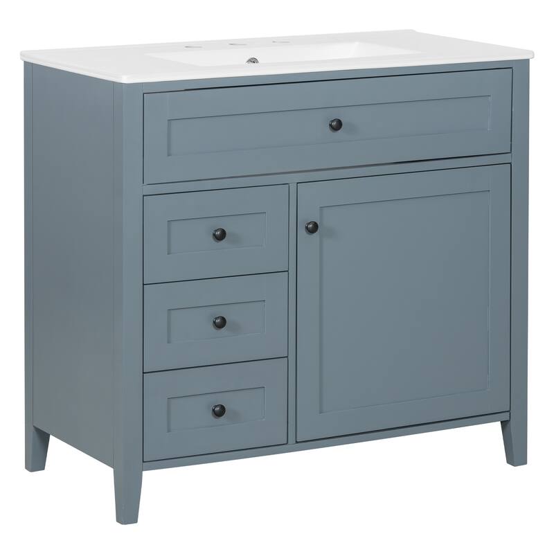 30/36 Inch Bathroom Vanity, Bathroom Sink Cabinet, Freestanding Bathroom Storage Cabinet with Ceramic Basin