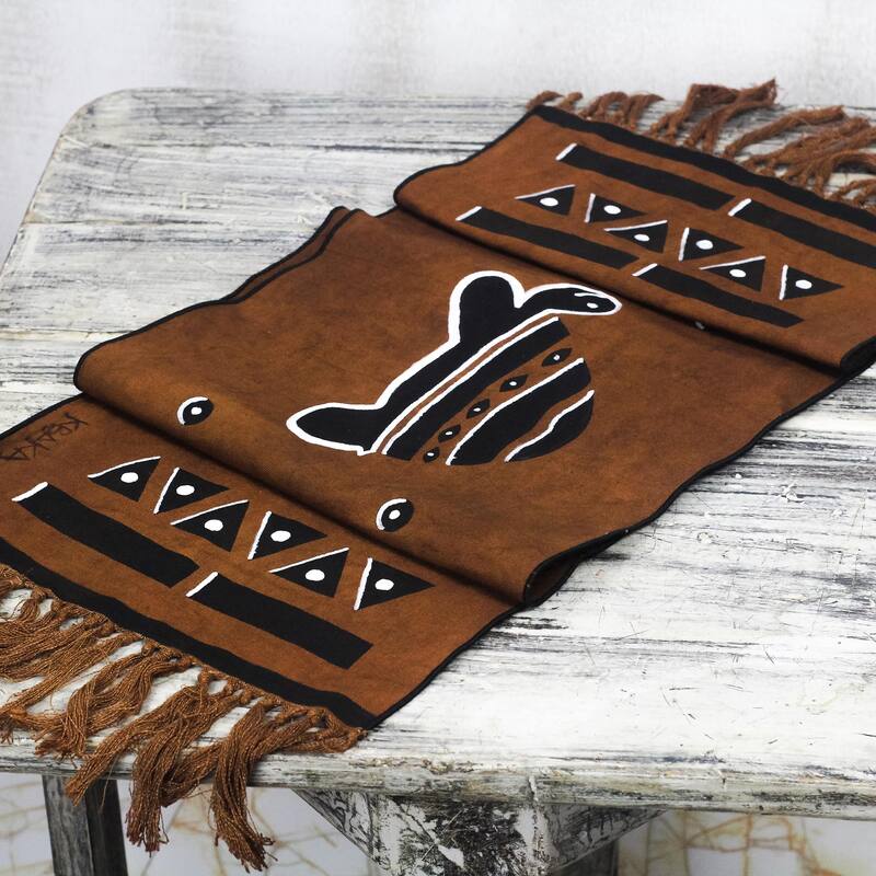 Novica Handmade Turtle Procession Cotton Table Runner