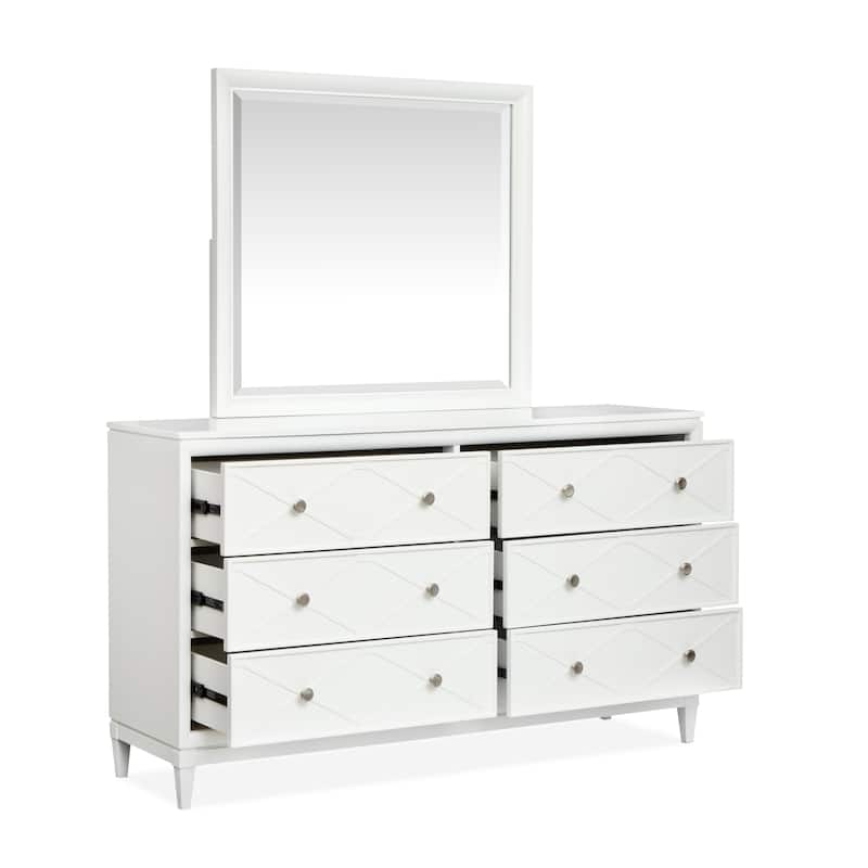 Magnussen Home Springhouse Whisper White Double Drawer Dresser with Landscape Mirror