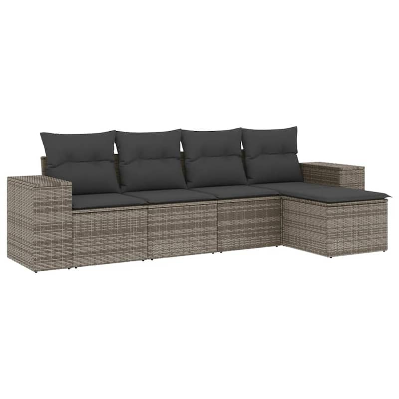 vidaXL Patio Sofa Set with Cushions Outdoor Conversation Furniture Poly Rattan