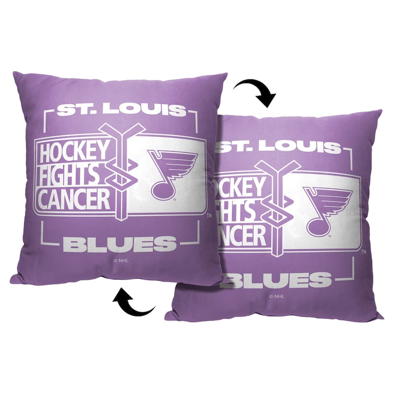 NHL St. Louis Blues Hockey Fights Cancer Fight For 18 Inch Throw Pillow