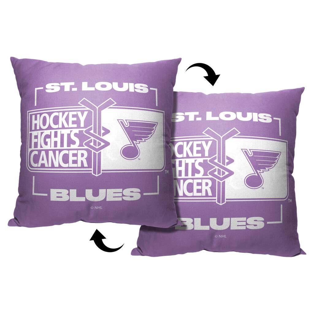NHL St. Louis Blues Hockey Fights Cancer Fight For 18 Inch Throw Pillow