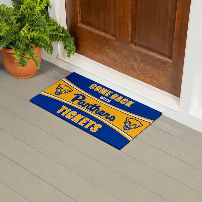 University of Pittsburgh 28 in. x 16 in. PVC "Come Back With Tickets" Trapper Door Mat