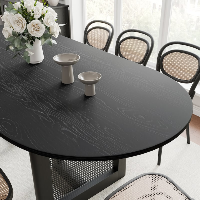 Wooakway Solid Wood 67'' Oval Dining Table for 6-8 People Nordic style