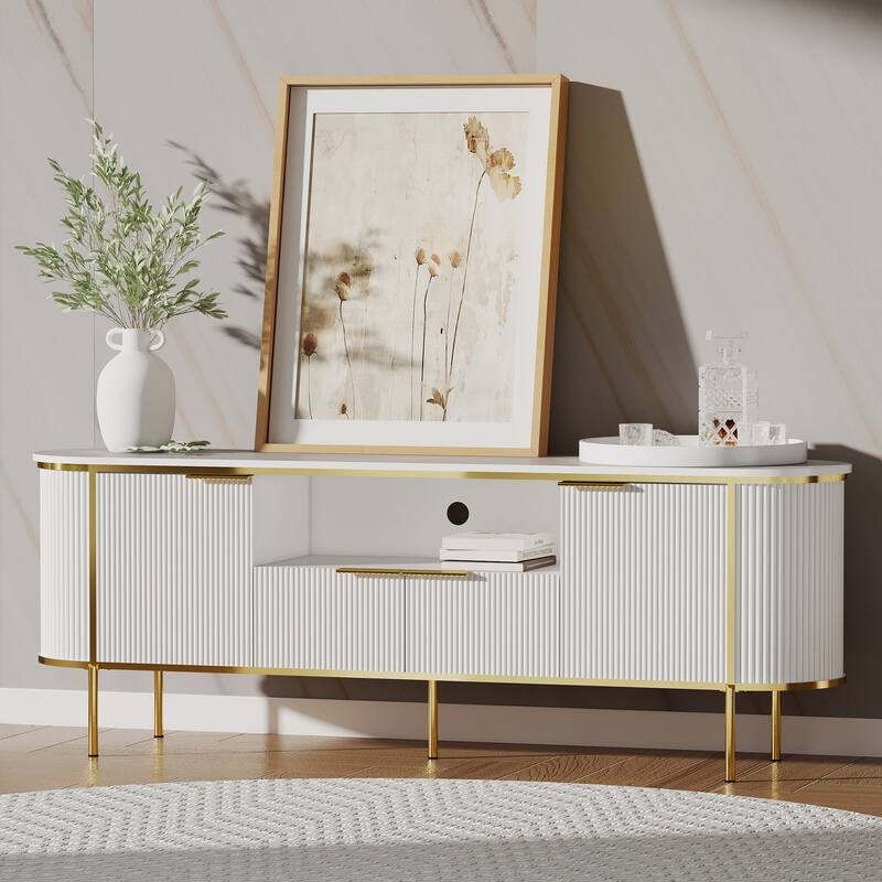 Rectangular TV Stand for TV's up to 75" with Open Storage