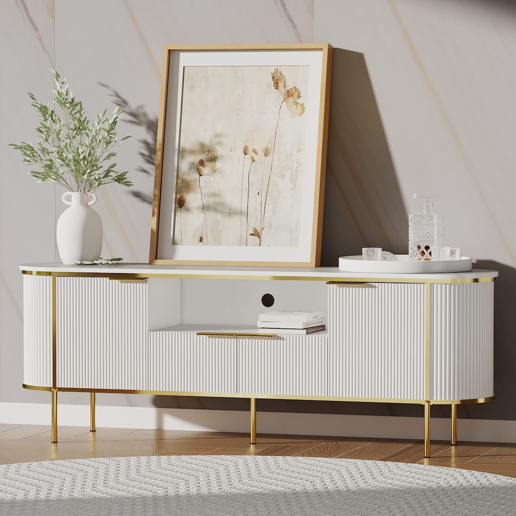 Rectangular TV Stand for TV's up to 75" with Open Storage