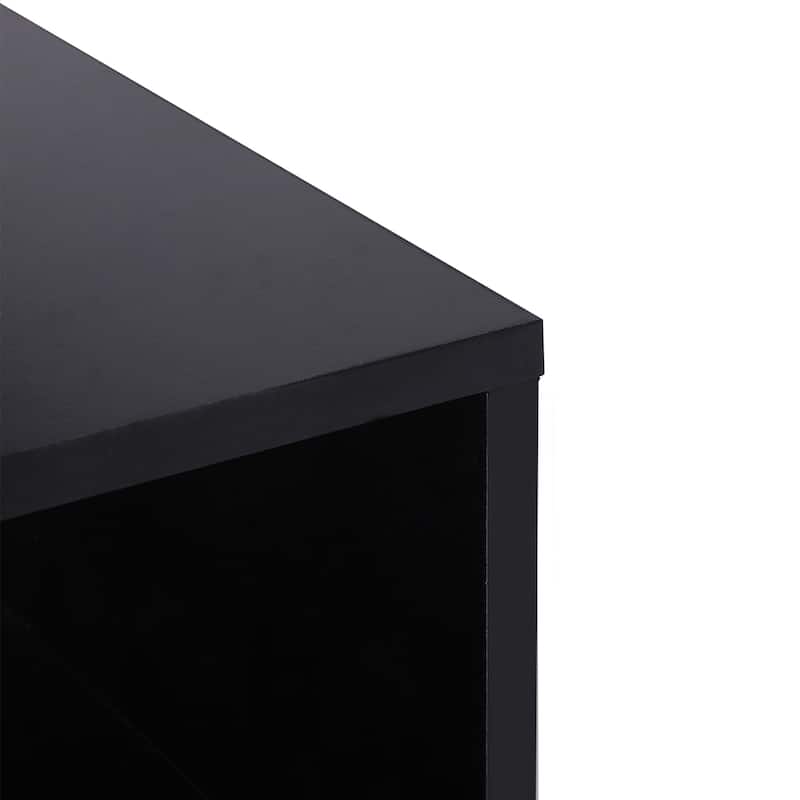 HOMCOM 20" Chic Designer S-Shaped Multi-Level Accent End Table Shelf with Steel Poles, Black