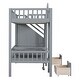 preview thumbnail 14 of 25, Twin-Over-Twin Bunk Bed with Convertible Desk, Solid Pine Wood, Playhouse Design, Fence-Shaped Frame, Grey