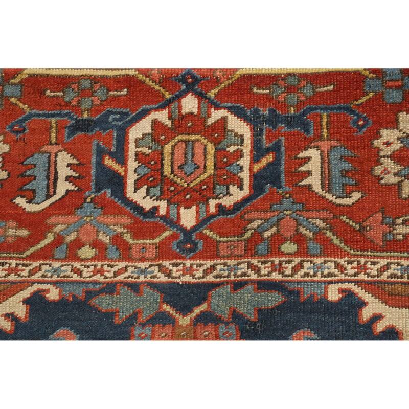Hand Knotted Oriental 100% Wool Carpet Traditional Medallion Oranges & Rust Heriz (serapi) Area Rug - 15' 5'' X 9' 6''