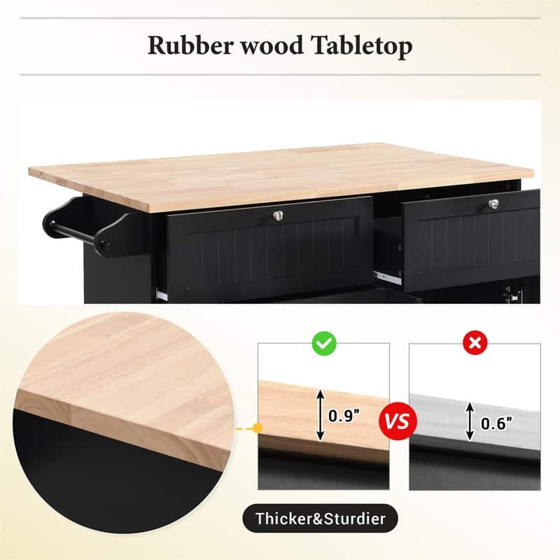 3-Piece Kitchen Island Set with Drop Leaf and 2 Seatings, Dining Table Set with Storage Cabinet, Drawers and Towel Rack