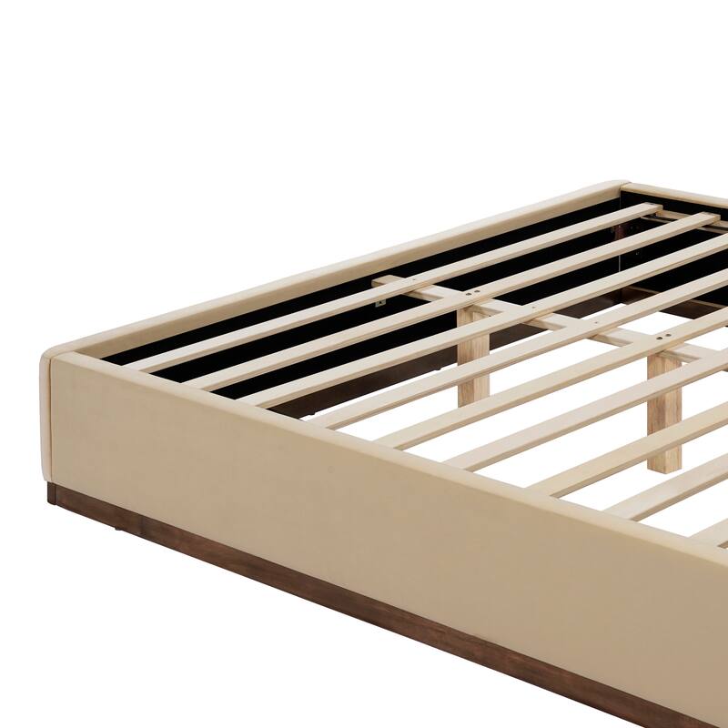 Christopher Knight Home - Modern Velvet Upholstered Bed Frame with Solid Wood Base