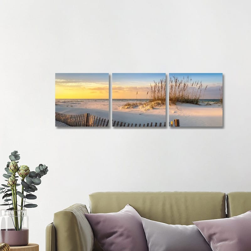 iCanvas "Pensacola Beach Sunrise" by H.J. Herrera 3-Piece Canvas Wall Art Set - 16x48x1.5