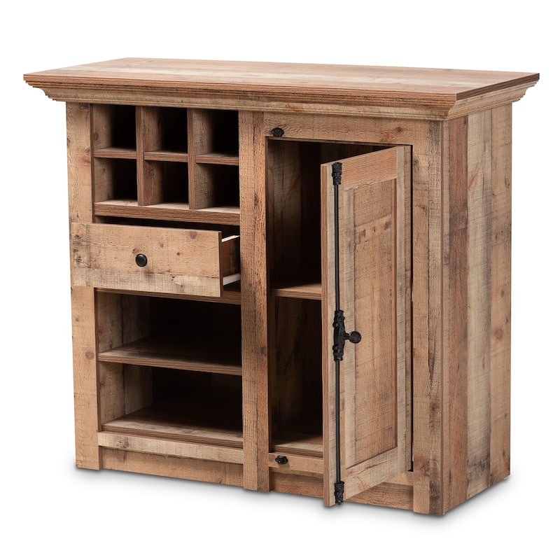 Albert Farmhouse Rustic Oak Brown Finished 1-Door Sideboard Buffet