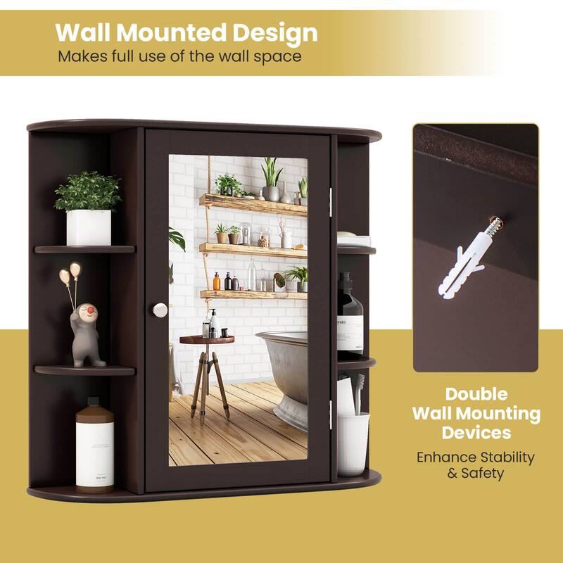 Costway Multipurpose Wall Surface Bathroom Storage Medicine Cabinet