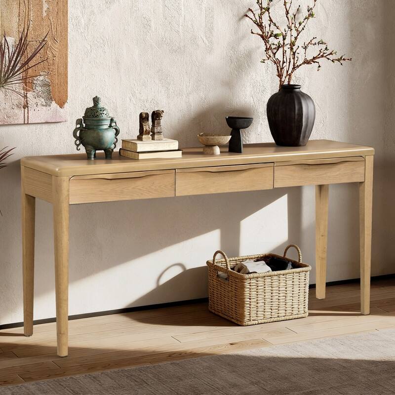 Farmhouse 60" Console Table,Entryway Table with 3 Drawers for Stylish Entryway Organization