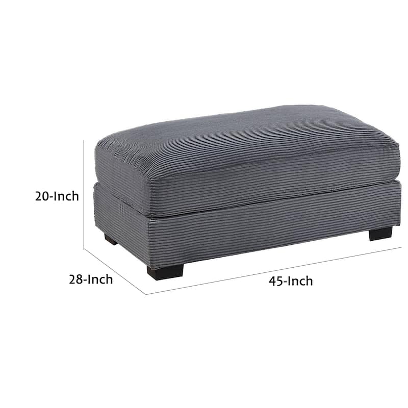 Lomi Cocktail Ottoman, Dark Gray Corduroy, Black Legs, 45 x 28 Inch