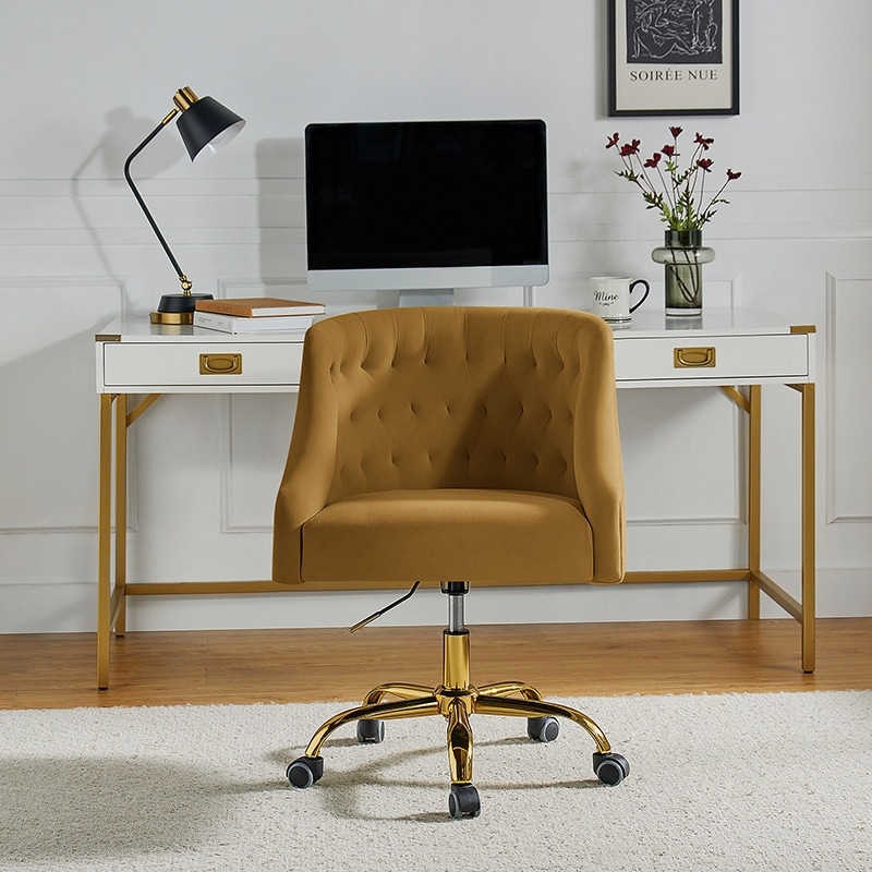 Lydia Modern Velvet Office Chair Task Chair with Button-tufted Back by HULALA HOME
