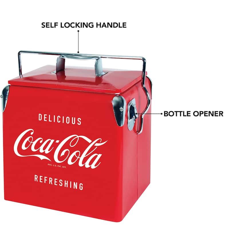 Coca-Cola Retro Ice Chest Cooler with Bottle Opener 13L (14 qt), Red