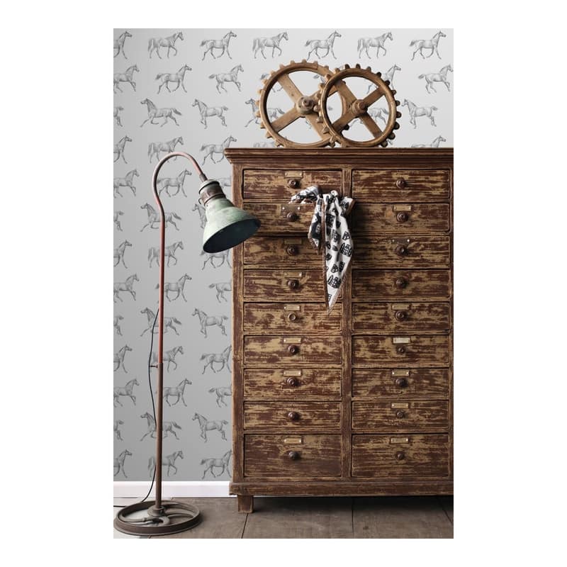 ESTA Home Burnett Off-White Horses Wallpaper - 20.5 x 396 x 0.025