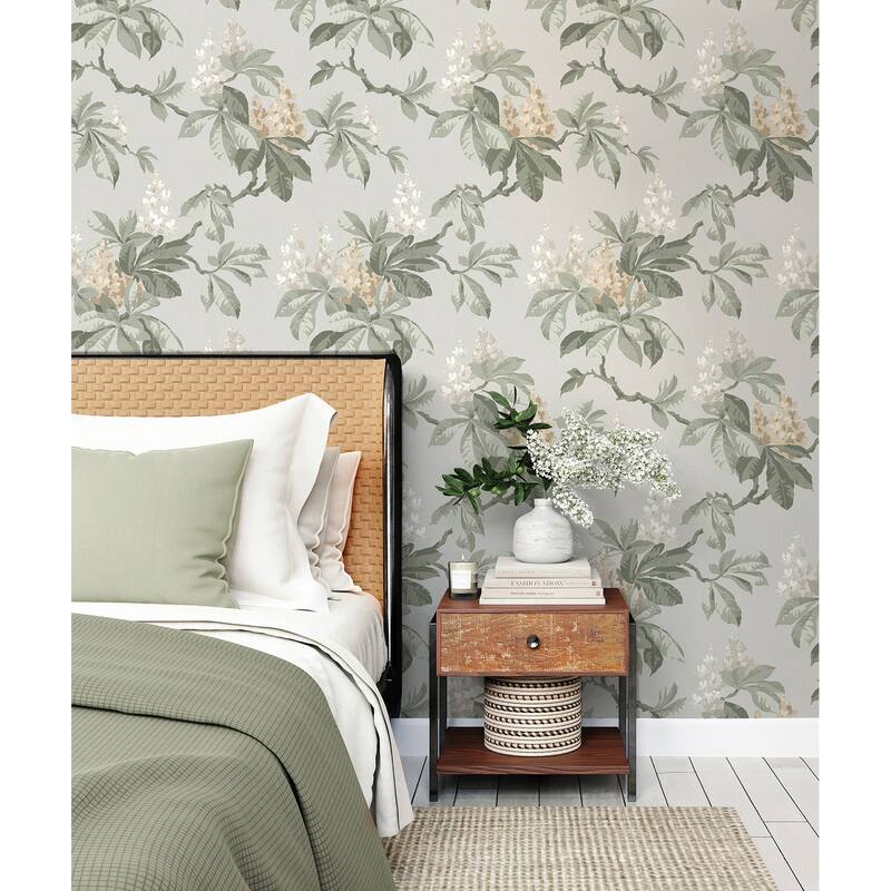 Chestnut Grey Floral Wallpaper