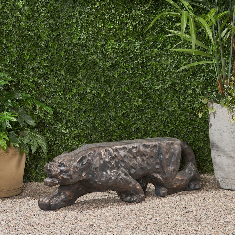 Roomfitters Leopard Lightweight Concrete Bench, Modern Outdoor Accent Seating, Copper