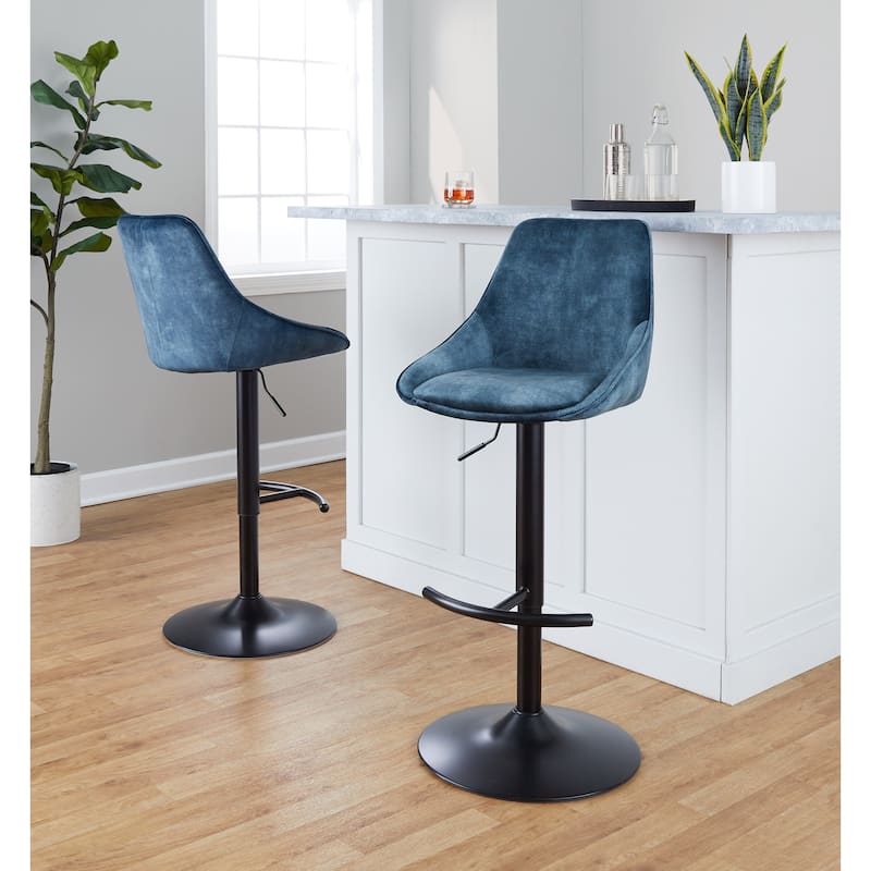Silver Orchid Alba Adjustable Bar Stool with Rounded T Footrest (Set of 2)