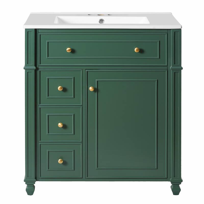 30" Bathroom Vanity Cabinet with Ceramic Sink Basin