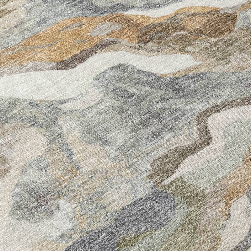 Machine Washable Indoor/Outdoor Modern Brushstrokes Chantille Rug