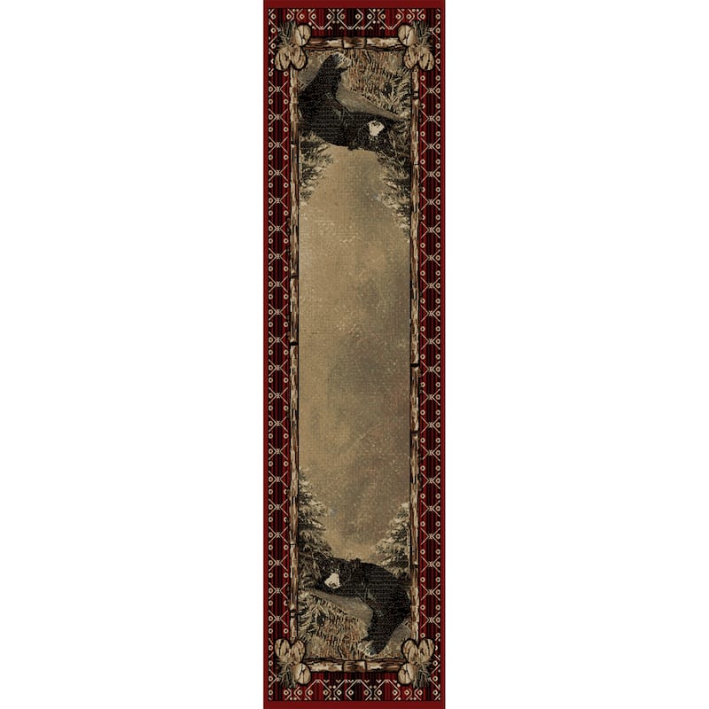 Lodge King Lazy Bear Rustic Pine Cone Area Rug - 2'3" x 7'7" Runner