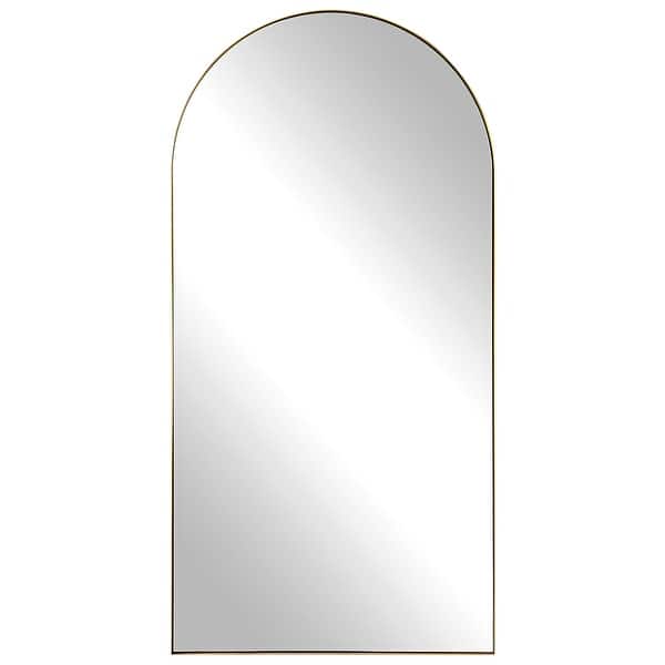 slide 2 of 6, Uttermost Crosley Antique Brass Arch Mirror - 36"W x 72"H x 0.125"D