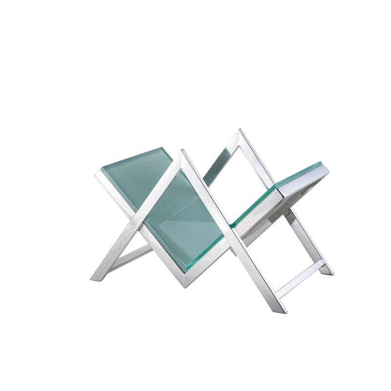 Pasargad Home Luxe Glass & Steel Magazine Holder
