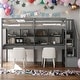 preview thumbnail 20 of 36, Modern Twin Size Loft Bed Frame with Storage Staircase and Double Desks and Shelves
