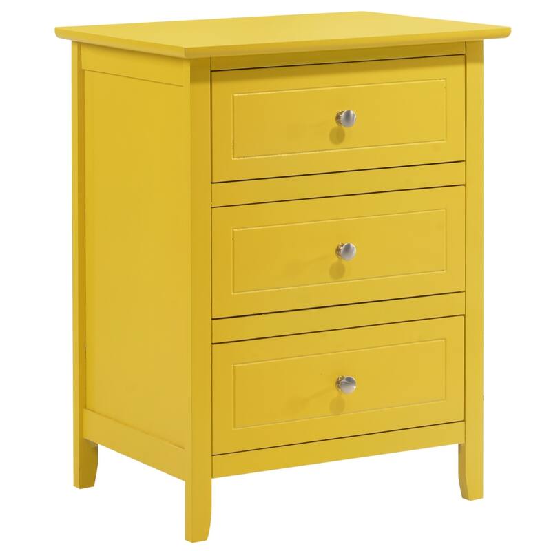 3-Drawer Wood Nightstand - 25" - Yellow