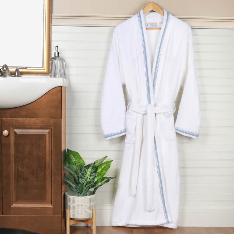 Superior Unisex Turkish Cotton Terry Kimono Bathrobe with Embroidery Robe