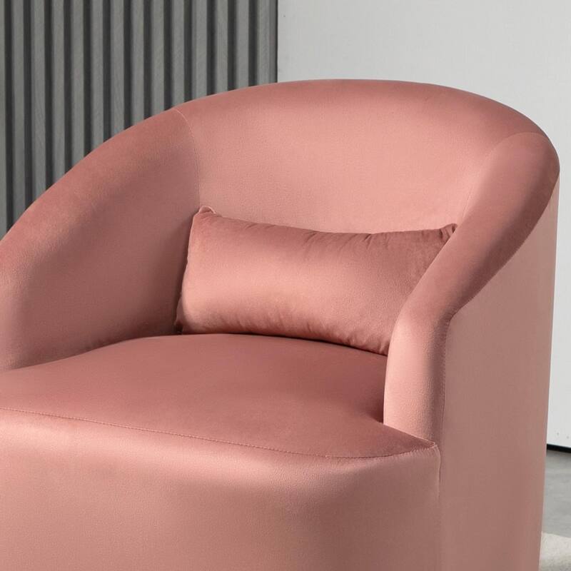 Accent Chair with Barrel-shaped Design and 360 Degree Swivel Feature