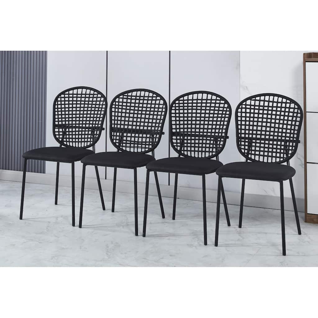 Black 23.22" Upholstered Accent Chairs with Stainless Steel Frame (Set of 4)