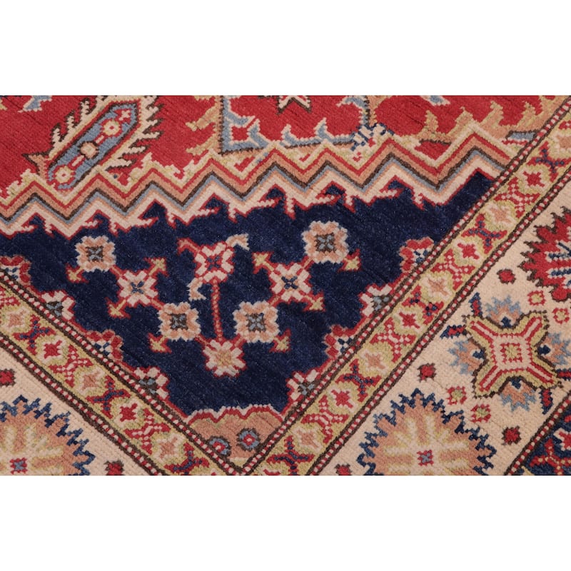 Southwestern Kazak Fatima Red/Beige Wool Rug - 5'8'' x 7'10''